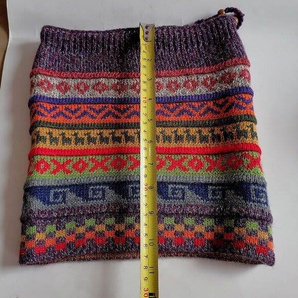 Chullo Scarf 2 in 1 Knitted Wool Hat Winter - Picture 8 of 9